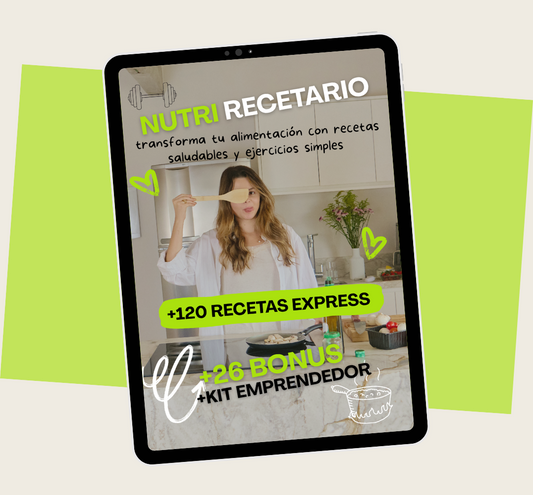 NUTRIRECETARIO COMPLETO: +120 Recetas express + 26 Bonus Exclusivos + Kit emprendedor